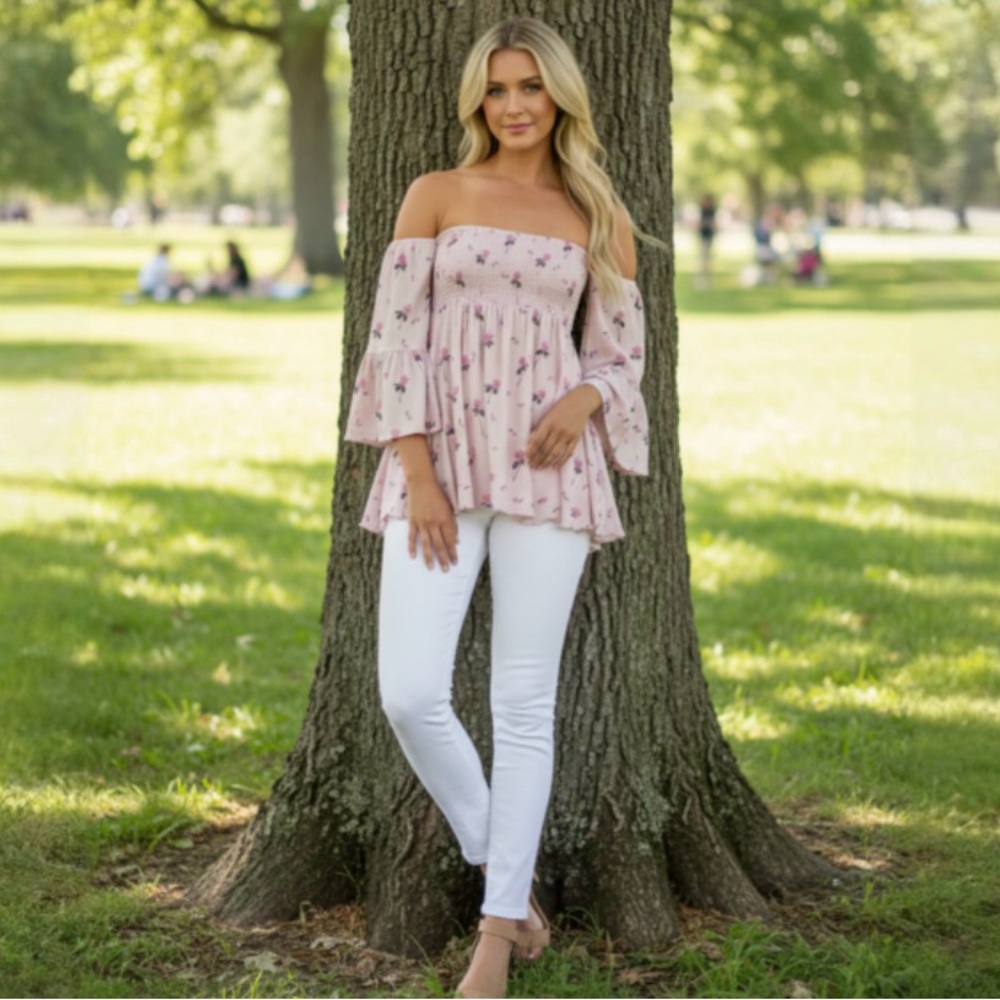 FREE PEOPLE Lana Floral Bell Sleeve Tunic - Picture 5 of 7